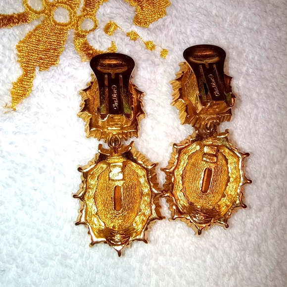 Vintage Christian Dior Henkel & Grosse Gold Plated Long Purple Crystal E… - Picture 7 of 7